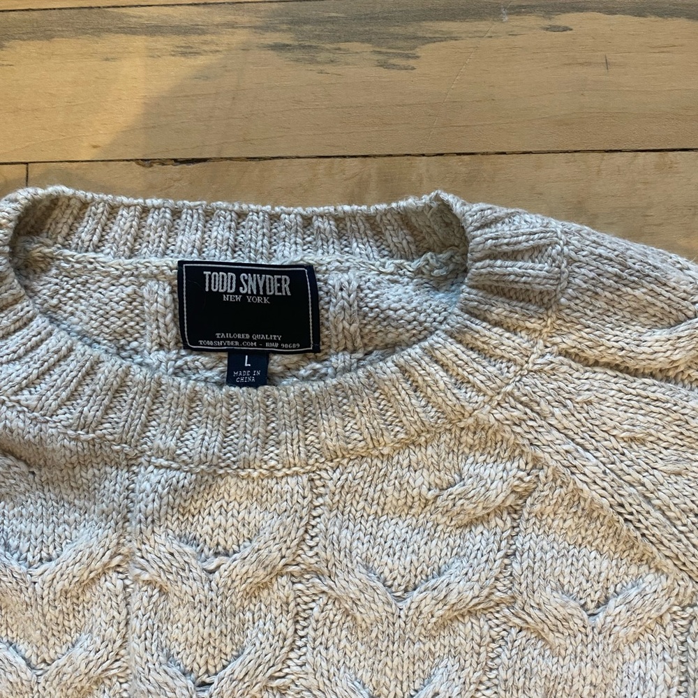Todd Snyder Men's Cream Cable Knit Sweater